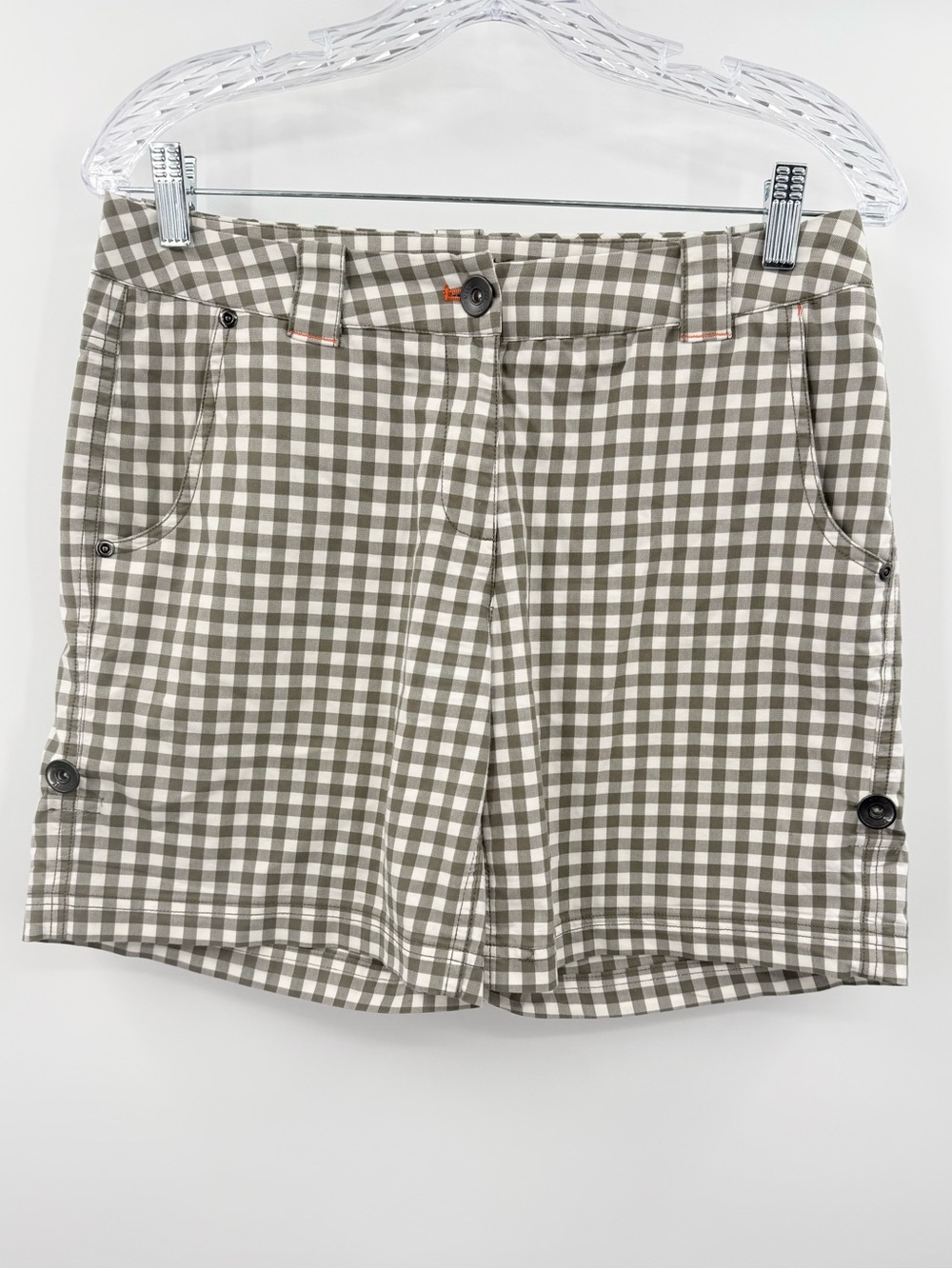Nike Golf Sport Women’s Grey Gingham Dri-Fit Shorts 7" Roll Tab Size 6